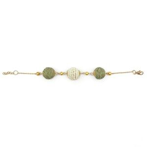 Handmade Beaded Sachi Rafftai Cotton and Wood Bracelet